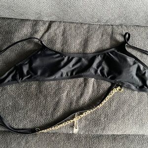 NEVER WORN bathing suit top! All black with gold chain! Size small